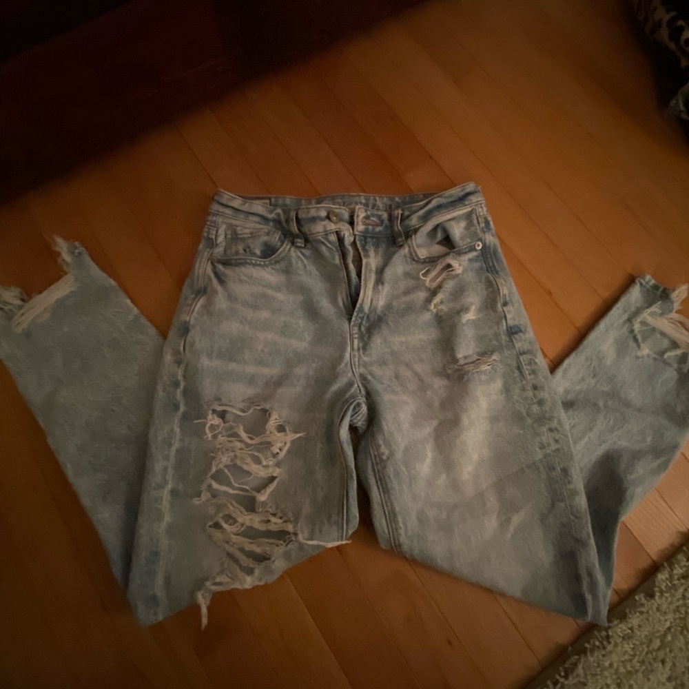 American Eagle mom jeans with rips